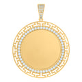 10K Yellow Gold Mens Cubic-Zirconia Greek Key Photo Frame Charm Pendant