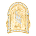 10K Yellow Gold Womens Princess Cut Round Cubic-Zirconia Saint Jude Religious Ring