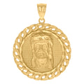 10K Yellow Gold Mens Cuban Jesus Religious Charm Pendant