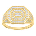 10K Yellow Gold Mens Cubic-Zirconia Octagon Head Fashion Ring