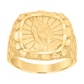 10K Yellow Gold Mens Diamond-Cut Praying Hands Symbol Religious Ring