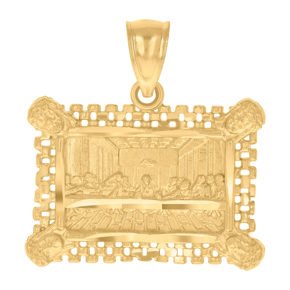 10K Yellow Gold Mens Last Supper Religious Charm Pendant