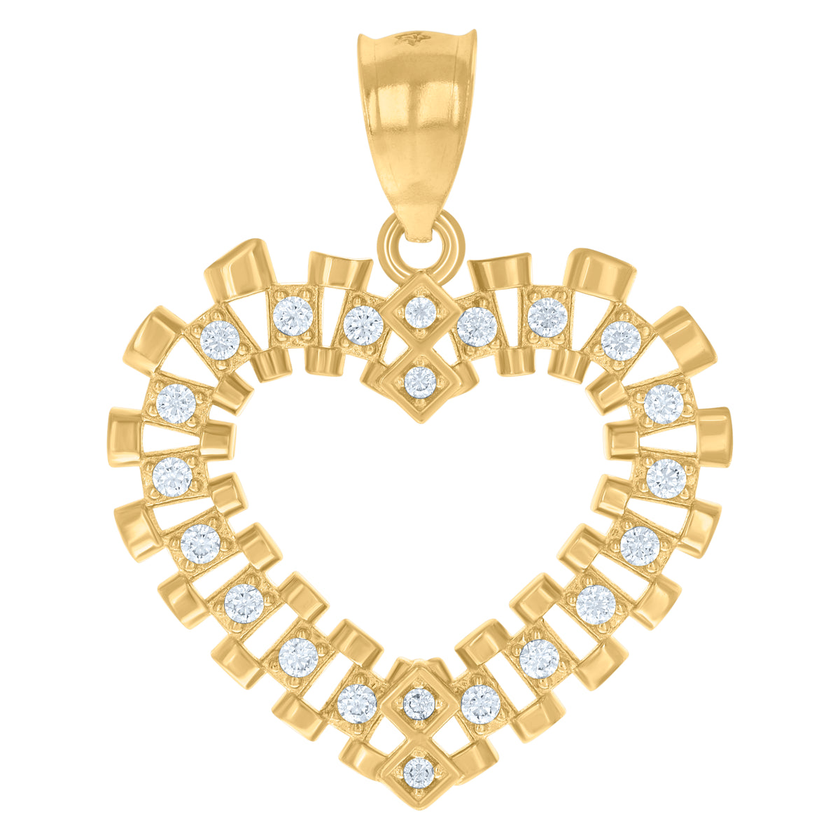 10K Yellow Gold Womens Cubic-Zirconia Heart Charm Pendant