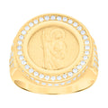 10K Yellow Gold Mens Cubic-Zirconia St. Jude Religious Ring