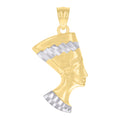 10K Two-tone Gold Mens Nefertiti Egyptian Charm Pendant