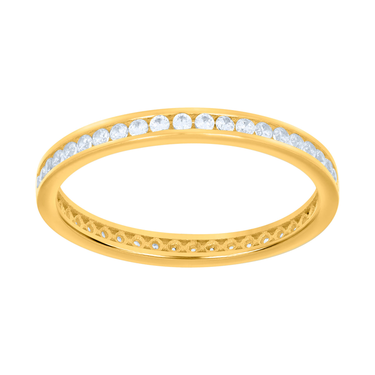 10K Yellow Gold Womens Cubic-Zirconia Single Row CZ Eternity Band Ring