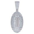 925 Sterling Silver Mens Cubic-Zirconia Football Sport Charm Pendant