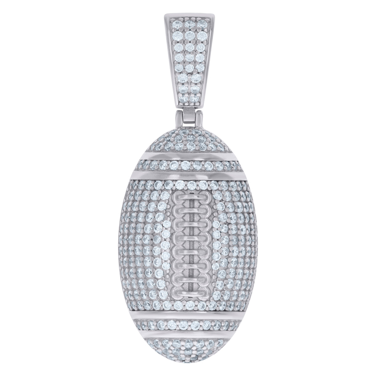 925 Sterling Silver Mens Cubic-Zirconia Football Sport Charm Pendant