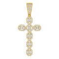 925 Sterling Silver Yellow-tone Mens Baguette Round Cubic-Zirconia Cross Religious Charm Pendant