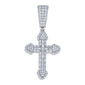 925 Sterling Silver Mens Baguette Round Cubic-Zirconia Cross Religious Charm Pendant
