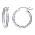 925 Sterling Silver Womens Diamond-cut 2mm x 12mm Hoop Earrings