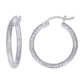 925 Sterling Silver Womens Diamond-cut 2mm x 15mm Hoop Earrings