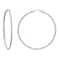 925 Sterling Silver Womens Diamond-cut 2mm x 55mm Hoop Earrings