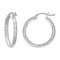 925 Sterling Silver Womens Diamond-cut 2mm x 15mm Hoop Earrings