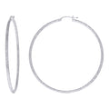 925 Sterling Silver Womens Diamond-cut 2mm x 60mm Hoop Earrings