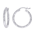 925 Sterling Silver Womens Diamond-cut 2mm x 15mm Hoop Earrings