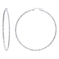 925 Sterling Silver Womens Diamond-cut 2mm x 75mm Hoop Earrings