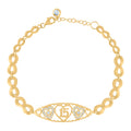 10K Yellow Gold Womens Cubic-Zirconia Heart Quinceanera 15 Charm Bracelet Size 8 Inches
