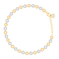 10K Two-tone Gold Womens Cubic-Zirconia Fashion Link Bracelet Size 8 Inches