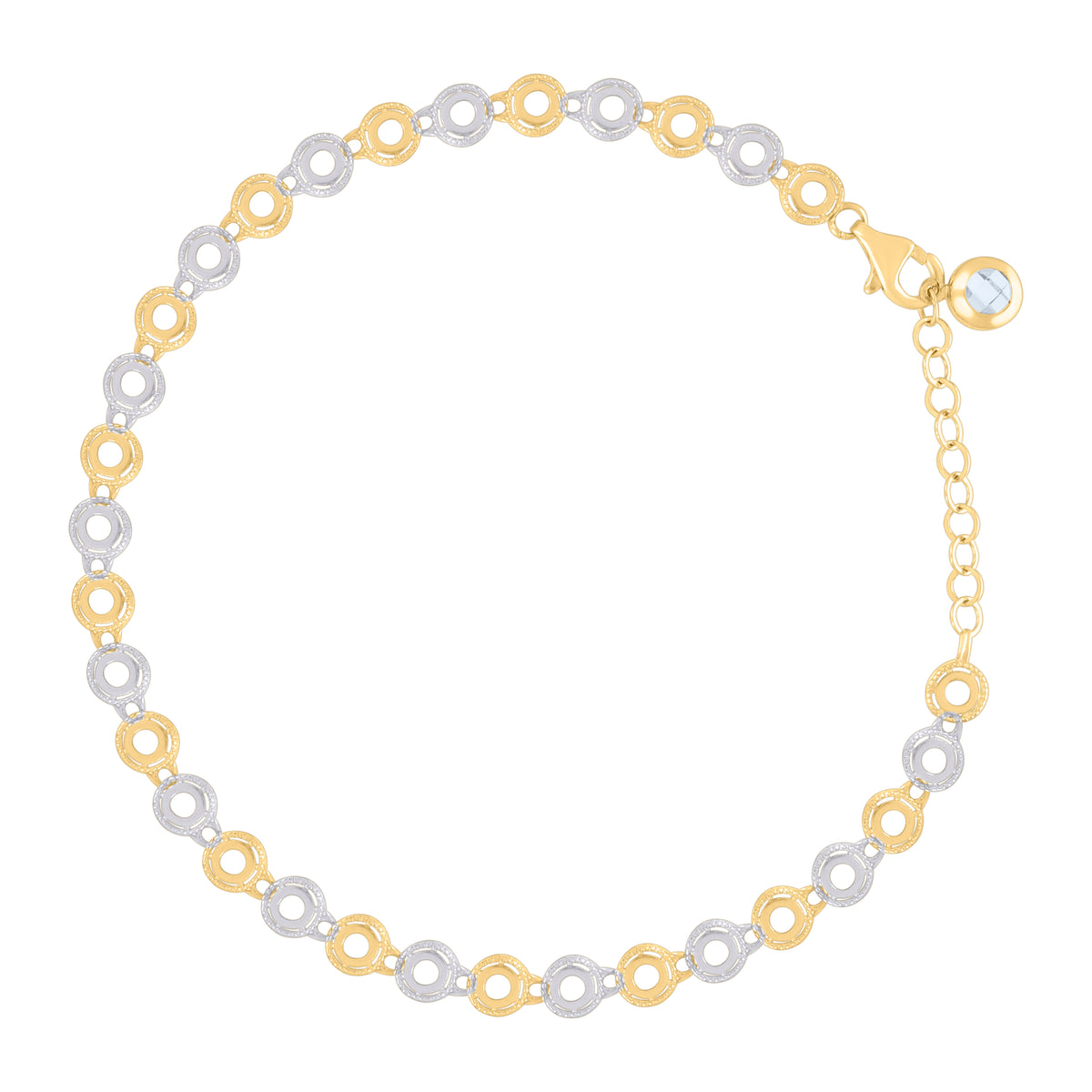 10K Two-tone Gold Womens Cubic-Zirconia Fashion Link Bracelet Size 8 Inches