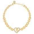10K Yellow Gold Womens Cubic-Zirconia Infinity Link Heart Charm Bracelet Size 8 Inches