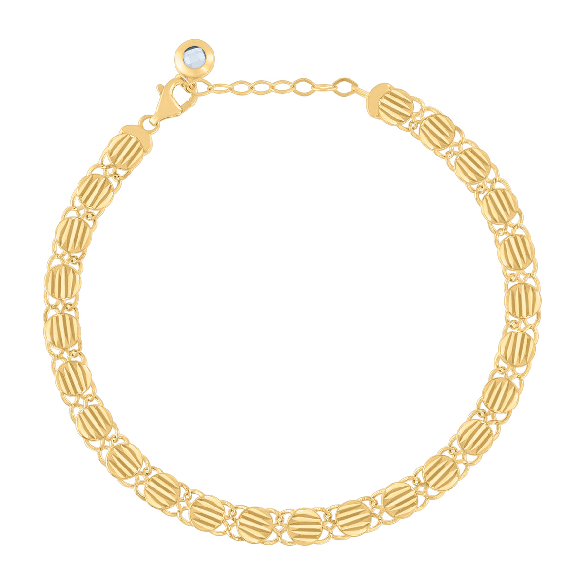 10K Yellow Gold Womens Cubic-Zirconia Fashion Link Bracelet Size 8 Inches