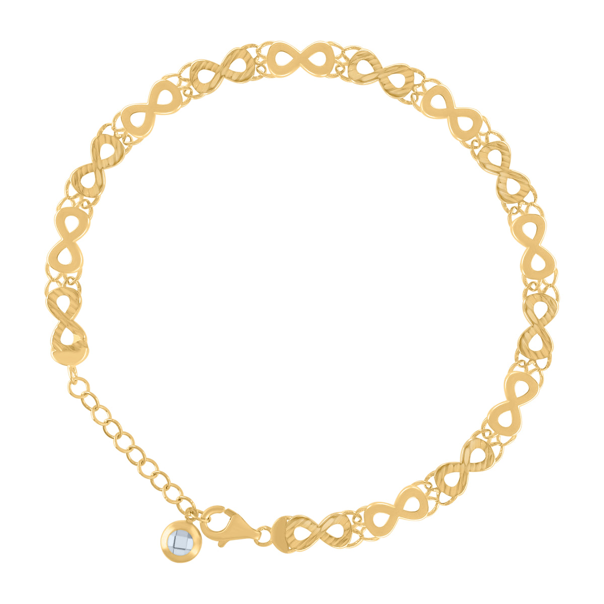 10K Yellow Gold Womens Cubic-Zirconia Infinity Link Bracelet Size 8 Inches