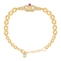 10K Yellow Gold Womens Cubic-Zirconia Crown Quinceanera 15 Charm Bracelet Size 8 Inches