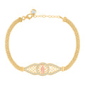 10K Two-tone Gold Womens Cubic-Zirconia Guadalupe Religious Charm Bracelet Size 8 Inches