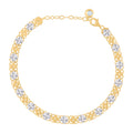 10K Two-tone Gold Womens Cubic-Zirconia Flower Link Bracelet Size 8 Inches