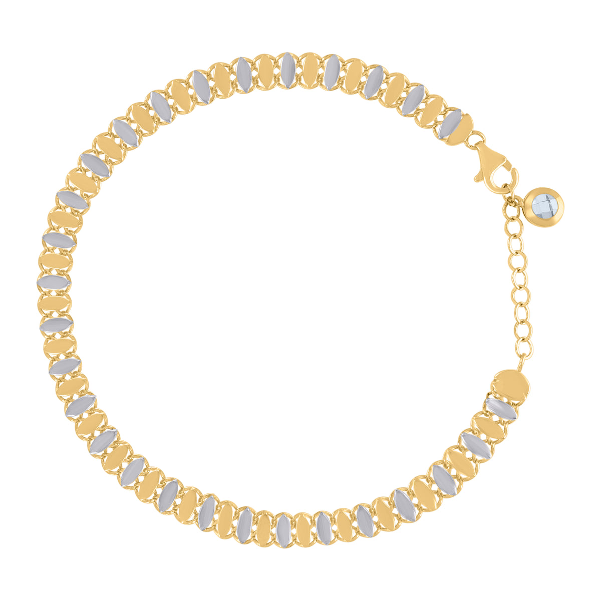 10K Two-tone Gold Womens Cubic-Zirconia Fashion Link Bracelet Size 8 Inches