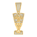 925 Sterling Silver Yellow-tone Mens Cubic-Zirconia Egyptian Queen Nefertiti Fashion Charm Pendant