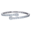 925 Sterling Silver Womens Baguette Round Cubic-Zirconia Teardrop Fashion Bangle Bracelet