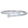 925 Sterling Silver Womens Baguette Round Cubic-Zirconia Heart Bangle Bracelet