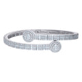 925 Sterling Silver Womens Baguette Round Cubic-Zirconia Fashion Bangle Bracelet