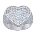 925 Sterling Silver Womens Baguette Round Cubic-Zirconia Heart Ring Size 12