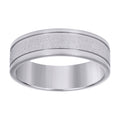 Stainless Steel Mens Stone Finish Grooved Comfort-Fit Wedding Band 7mm Size 9