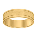 Stainless Steel Yellow-tone Mens Stone Finish Grooved Comfort-Fit Wedding Band 7mm Size 9