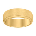 Stainless Steel Yellow-tone Mens Stone Finish Comfort-Fit Wedding Band 8mm