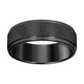 Stainless Steel Black-tone Mens Stone Finish Comfort-Fit Wedding Band 8mm Size 10