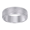 Stainless Steel Mens Stone Finish Grooved Comfort-Fit Wedding Band 8mm