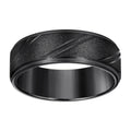 Stainless Steel Black-tone Mens Stone Finish Grooved Comfort-Fit Wedding Band 8mm Size 10