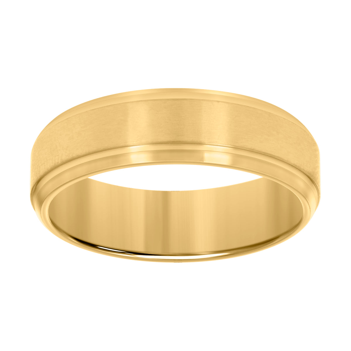 Stainless Steel Yellow-tone Mens Comfort-Fit Wedding Band 7mm Size 9