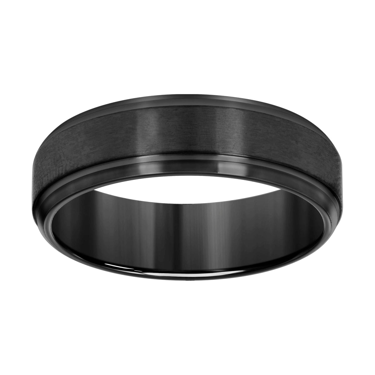 Stainless Steel Black-tone Mens Comfort-Fit Wedding Band 7mm