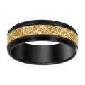 Stainless Steel Yellow & Black-tone Mens Inlay Comfort-Fit Wedding Band 8mm Size 10