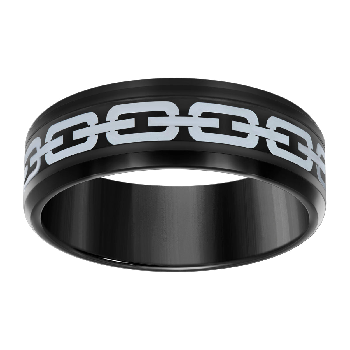 Stainless Steel Black-tone Mens Comfort-Fit Wedding Band 8mm