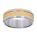 Stainless Steel Yellow-tone Mens Inlay Comfort-Fit Wedding Band 8mm Size 12