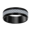Stainless Steel Black-tone Mens Carbon Fiber Inlay Comfort-Fit Wedding Band 8mm Size 9