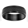 Stainless Steel Black-tone Mens Carbon Fiber Inlay Comfort-Fit Wedding Band 8mm Size 9