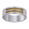 Stainless Steel Yellow-tone Mens Cable Inlay Comfort-Fit Wedding Band 8mm Size 9